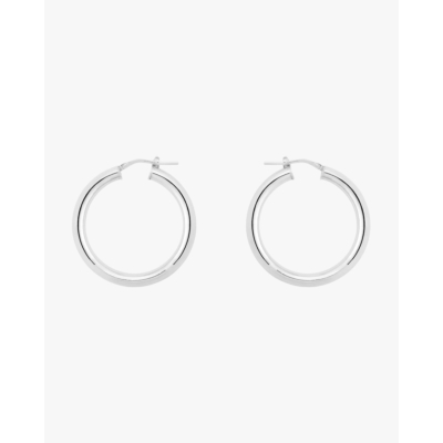 Anna + Nina Round Plain Hoop Earrings Silver