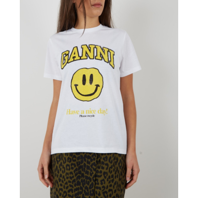 Ganni Jersey t-shirt smiley yellow
