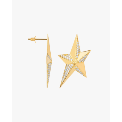 Anna + Nina Single Interstellar Stud Gold Plated