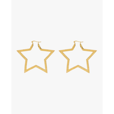 Anna + Nina Large Funky Star Hoop Earrings Gold Plated