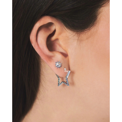 Anna + Nina Small Funky Star Hoop Earrings Silver