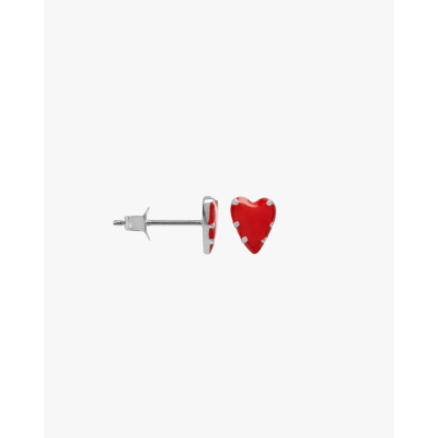Anna + Nina Single Lolita Heart Stud Silver