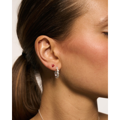 Anna + Nina Single Lolita Heart Stud Silver