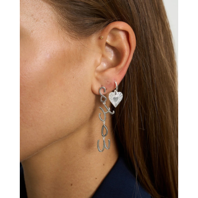 Anna + Nina Single Rhapsody Love Ring Earring Silver