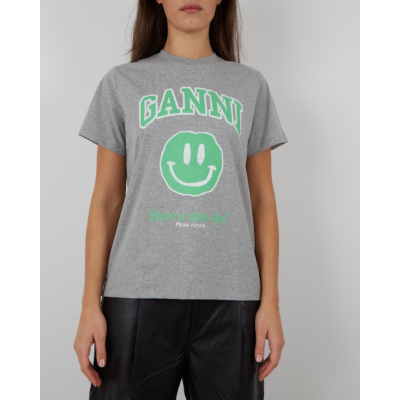 Ganni Jersey T-shirt gray green
