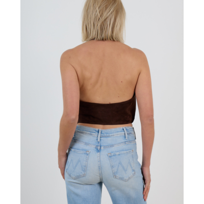 Alter Ego Naomi Suède Backless Halter Top Bruin