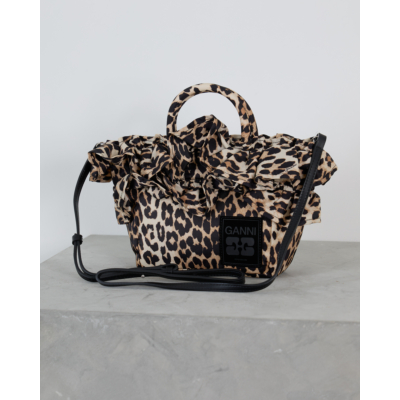 Ganni Mini Crossbody Tas met Ruffles Leopard