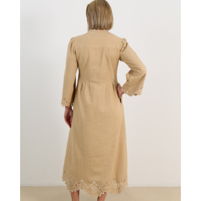 Marant Étoile Tianny Jurk Lange Mouw Maxi Beige