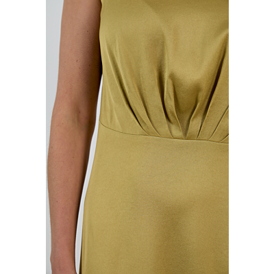 Drykorn Amabel Maxi Mouwloze Maxi Jurk met Hoge Kraag Mosterd Geel