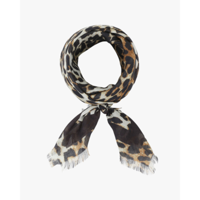 Ganni Light Printed Leopard Scarf