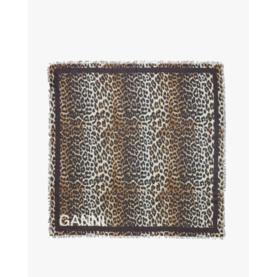 Ganni Light Printed Leopard Scarf