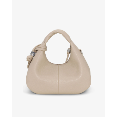 Ganni Light Grey Mini Hobo Bag White Pepper