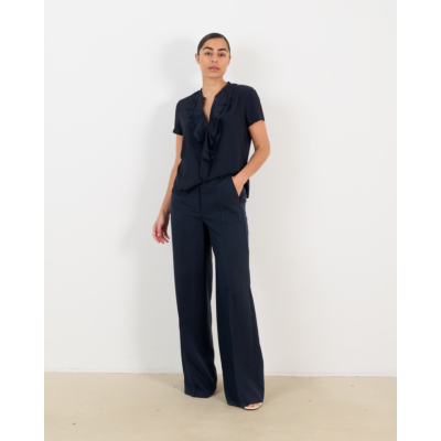 Luisa Cerano T-shirt ruffles navy