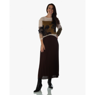 Luisa Cerano Pleated skirt dark brown